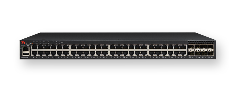 Ruckus ICX 7250-48P 48×10/100/1000 Mbps ports POE+ 370 W PoE budget, 8×1/10 GbE uplink/stacking SFP/SFP+
